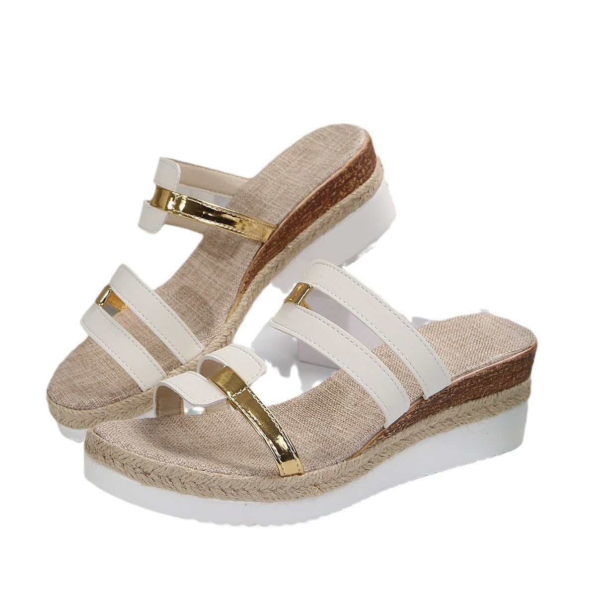 Wholesale Plus size Flat Wedge Fish Mouth Casual Women's Sandals